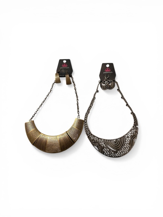 paparazzi Jewelry - Paparazzi Gold-Tone Statement Collar Necklace Sets with Earrings